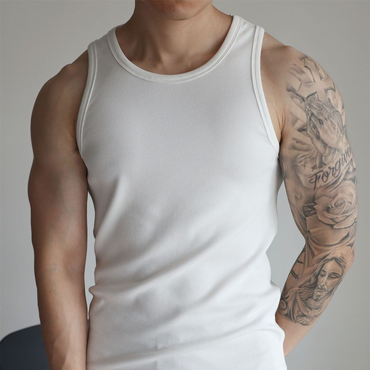 夏季美式纯色简约圆领运动健身修身背心男士休闲螺纹无袖T恤背心,运动服/休闲服装,健身衣,淘宝优惠券,粉丝福利购,淘宝优惠卷