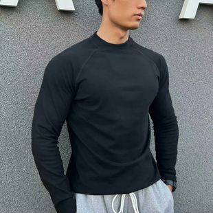 内搭运动健身显肌肉高弹打底衫 秋冬季 长袖 半高领男士 德绒保暖修身