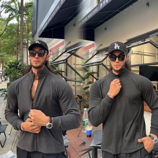 秋冬户外美式 3D显壮保暖德绒锁温轻量高弹健身运动全拉链立领长袖