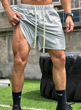 肌肉健身男式夏季运动休闲跑步锻炼弹力宽松毛边短裤