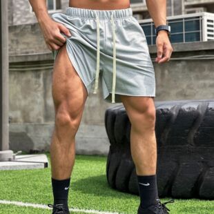 肌肉健身男式夏季运动休闲跑步锻炼弹力宽松毛边短裤