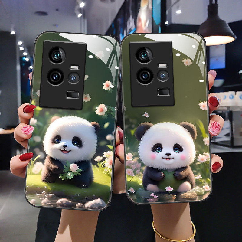 时尚创意卡通熊猫钢化玻璃手机壳