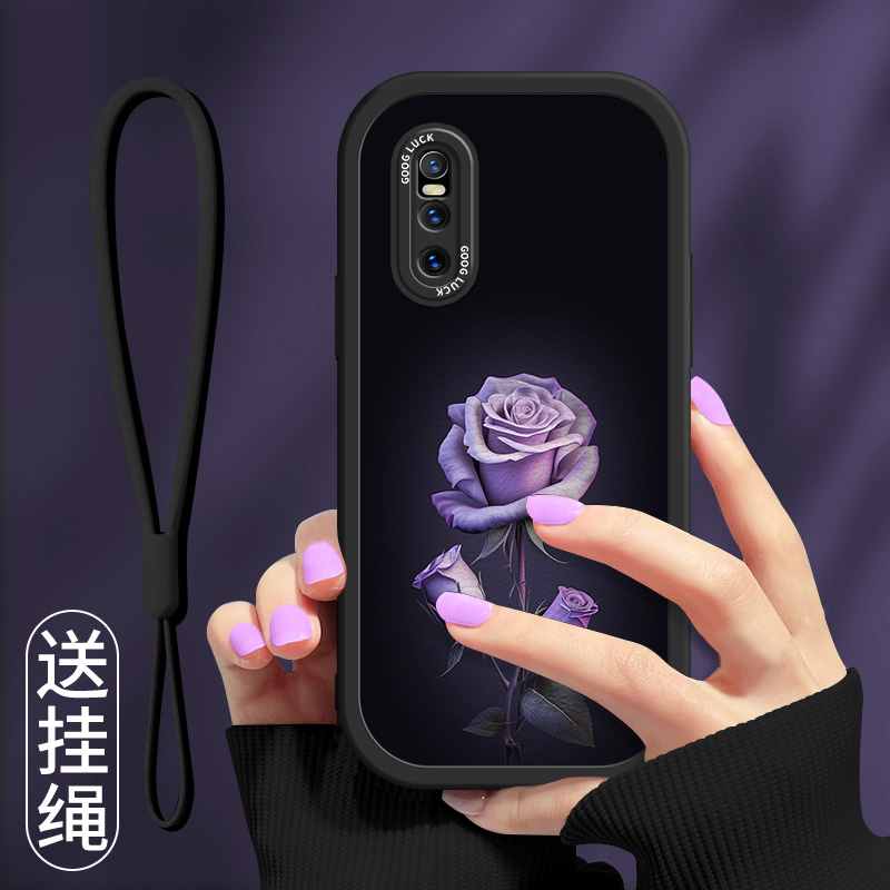 时尚玫瑰花朵女款硅胶小羊皮手机壳