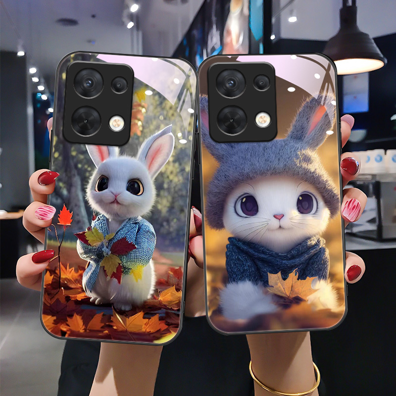 高清卡通兔钢化玻璃手机壳