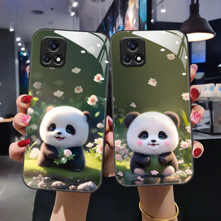 适用于iqoou3手机壳iqoou3x/iqoou5/u1x新款玻璃壳vivo y17高级V2065A卡通V2061A全包lqoou1X时尚女vivo潮流