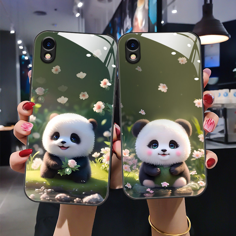 时尚卡通熊猫玻璃手机壳