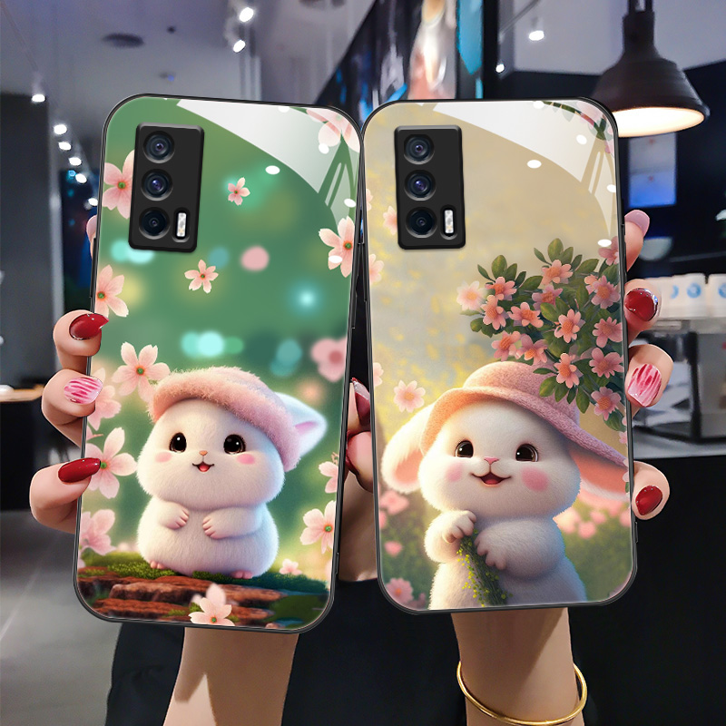 卡通兔钢化玻璃手机壳