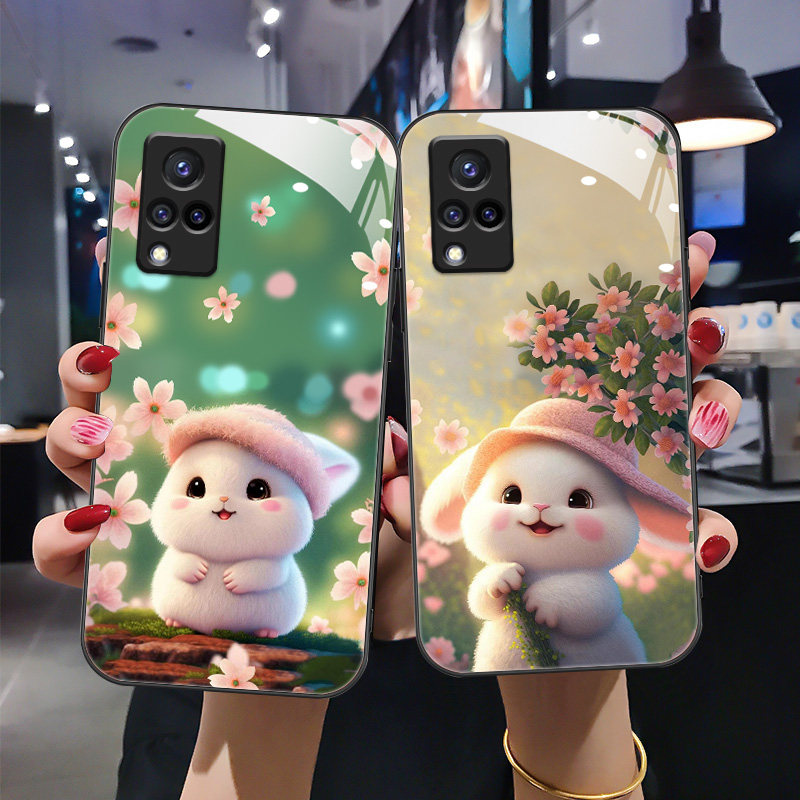 适用于vivos9手机壳vivos9e新款保护套2072a卡通兔v2048a软边玻璃壳s9