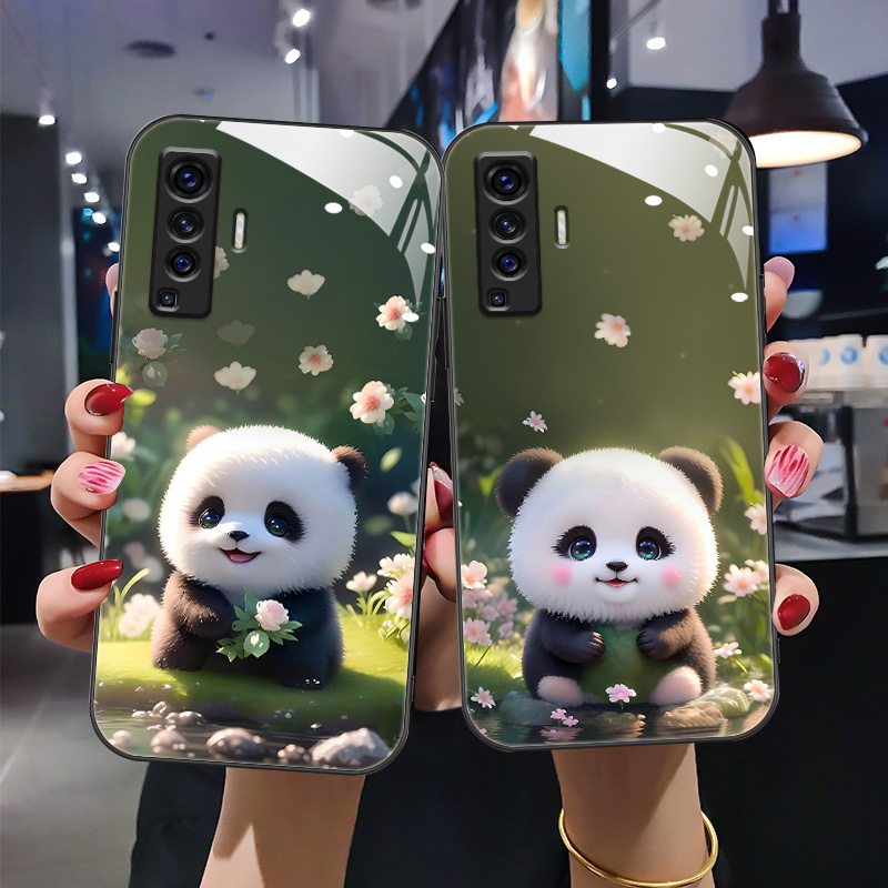 时尚创意卡通熊猫钢化玻璃手机壳