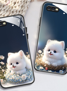 适用于oppof9手机壳oppof9pro新款PBBT00亮面钢化玻璃壳opopF9高级popoa女款潮F九个性卡通狗狗f9pro全包防滑