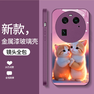 适用于OPPOFindX6手机壳fnidx6个性 全包卡通猫咪潮流 欧珀findX6高级PGFM10软边液态玻璃壳findx6男女情侣新款