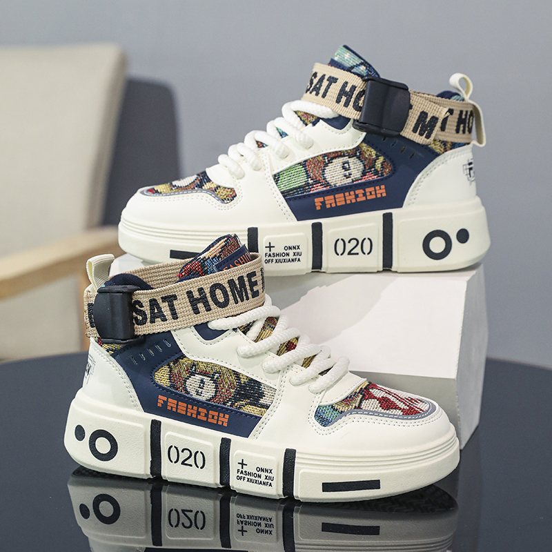 童鞋男童2025秋季新款儿童高帮帆布鞋中大童休闲鞋小学生男孩板鞋