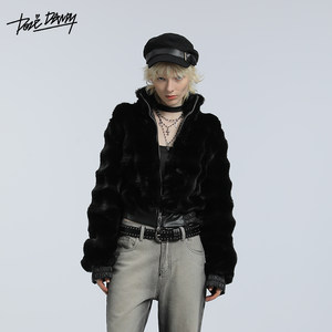 DozeDandy涟漪鼓波皮草短夹克