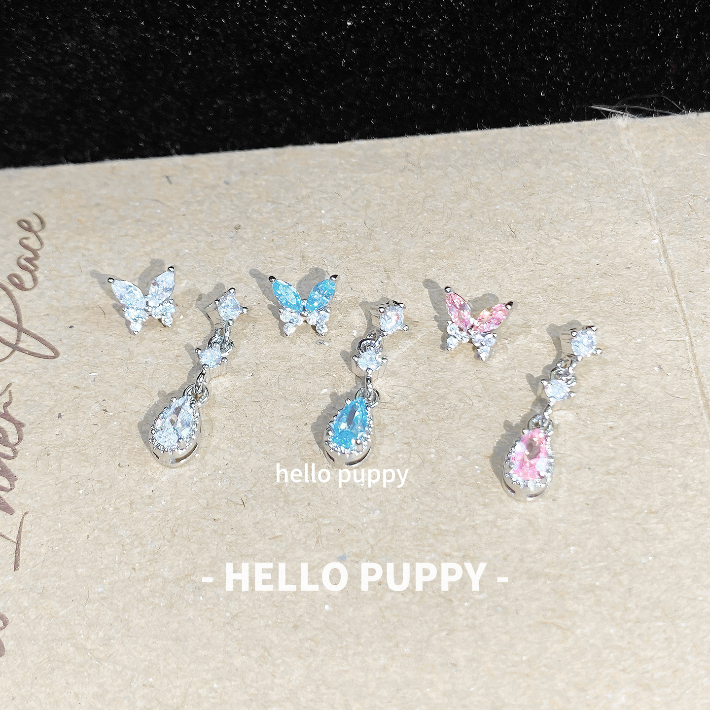 hellopuppy钛合金双耳洞蝴蝶水滴养耳0.9牙内螺旋内旋耳骨钉耳钉