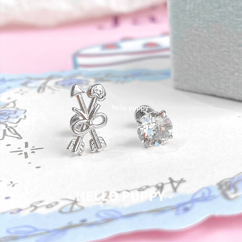 hellopuppy双耳洞饰品叠戴爆闪华子一箭穿心小众设计耳骨钉耳钉女
