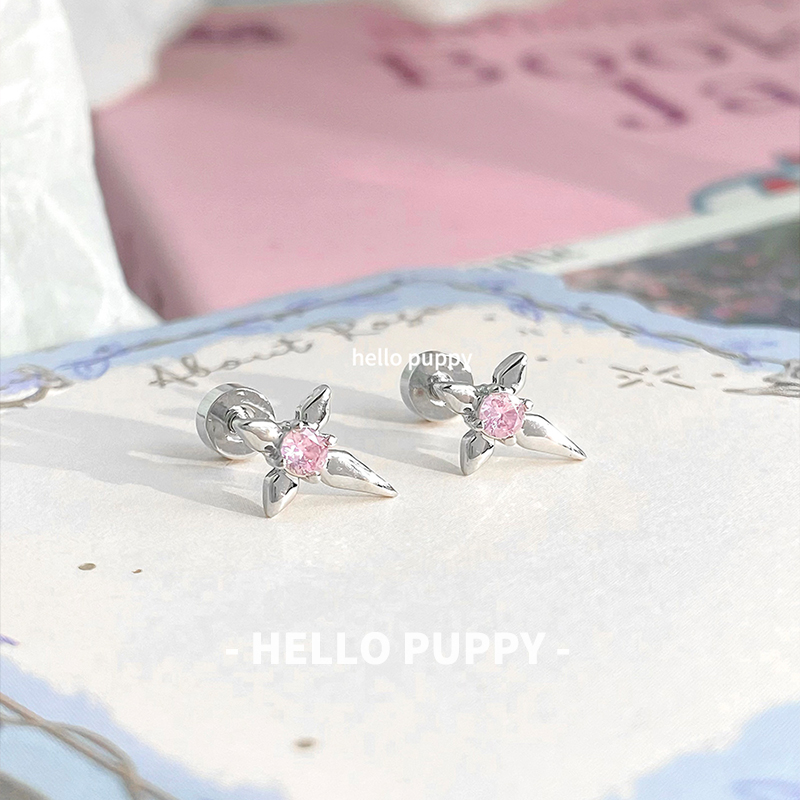 hellopuppy粉嫩爱神十字架复古辣妹小众设计感医用钛钢小巧精致女