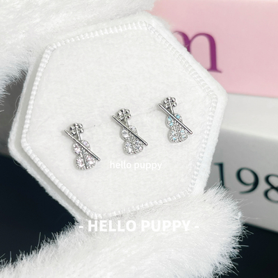 hellopuppy爆闪小提琴百搭钛合金耳饰0.9牙1.0/1.2粗耳钉耳骨钉女