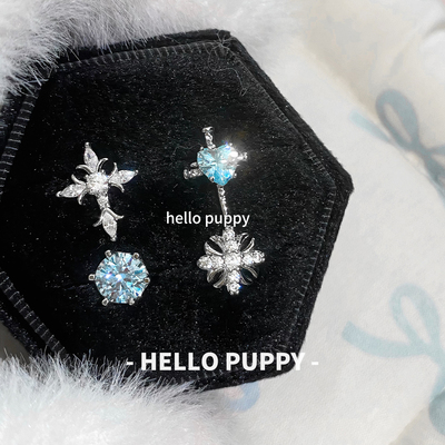 hellopuppy钛合金蓝色系十字架耳钉1.2粗0.9牙口内螺旋耳骨钉耳饰