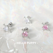 hellopuppy禁锢十字架设计感爱心钛钢耳钉耳骨钉超闪甜酷少女小众