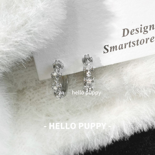 hellopuppy满钻朋克十字架耳圈叠戴耳钉耳环日常通勤百搭精致耳扣