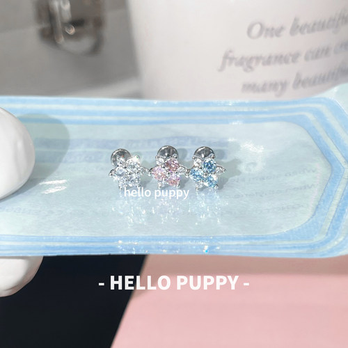 hellopuppy爆闪mini花朵精致钛合金耳饰0.9牙1.0/1.2粗耳骨钉耳钉