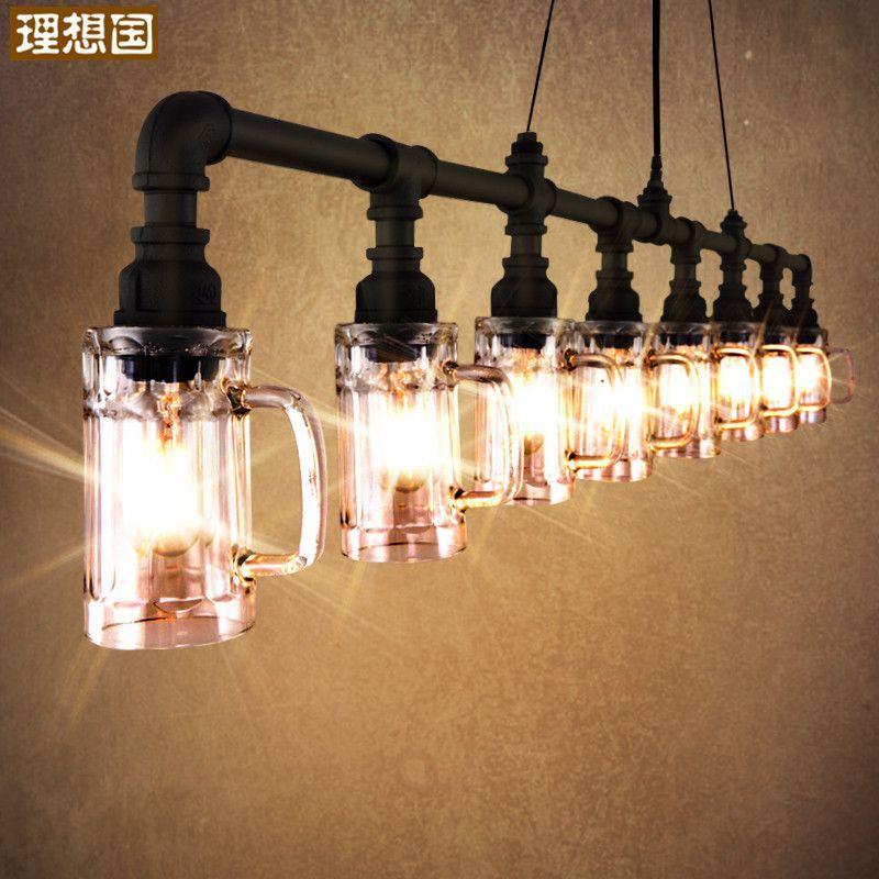 复古工业风吊灯酒吧氛围烧烤店吧台个性创意酒瓶装饰商用店铺灯具