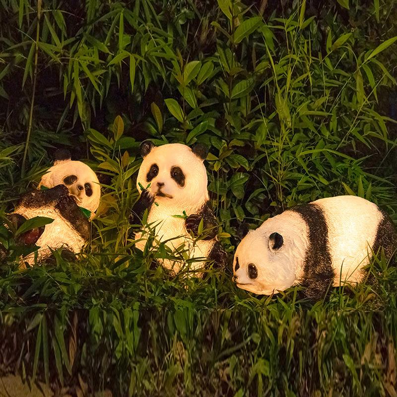 户外仿真太阳能熊猫灯花园装饰灯动物灯防水发光竹笋灯园林景观灯