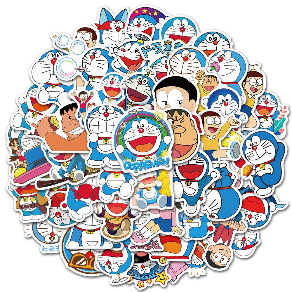 50张日本漫画哆啦a梦叮当猫涂鸦贴纸行李拉杆箱防水卡通玩具贴画