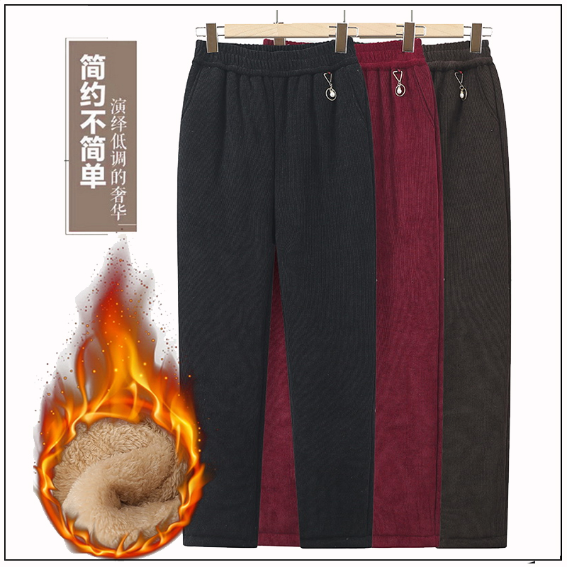 中老年人女裤外穿灯芯绒保暖棉裤