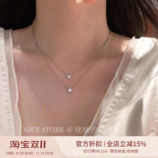 晚睡的桔梗「一心」 925银露丝同款鼻屎钻项链精致简约韩系颈链