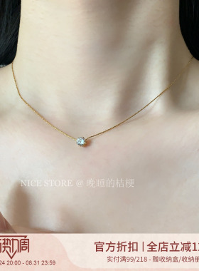 晚睡的桔梗「恒星」韩系ins风一颗锆石钛钢项链mini隐形锁骨链女