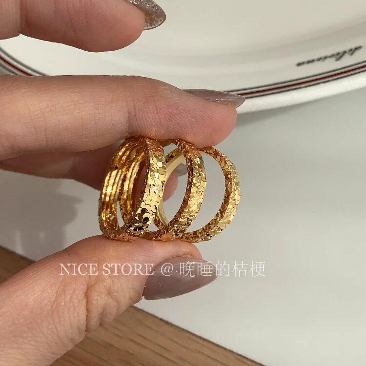 晚睡的桔梗「澄黄」精致碎碎冰戒指金色素圈轻奢简约食指戒指环,饰品/流行首饰/时尚饰品新,戒指/指环,淘宝优惠券,粉丝福利购,淘宝优惠卷