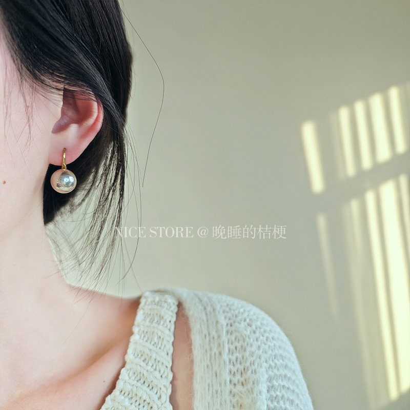 晚睡的桔梗｜高级感银灰色珍珠耳钩耳环复古法式小众设计感耳饰,饰品/流行首饰/时尚饰品新,耳环,淘宝优惠券,粉丝福利购,淘宝优惠卷