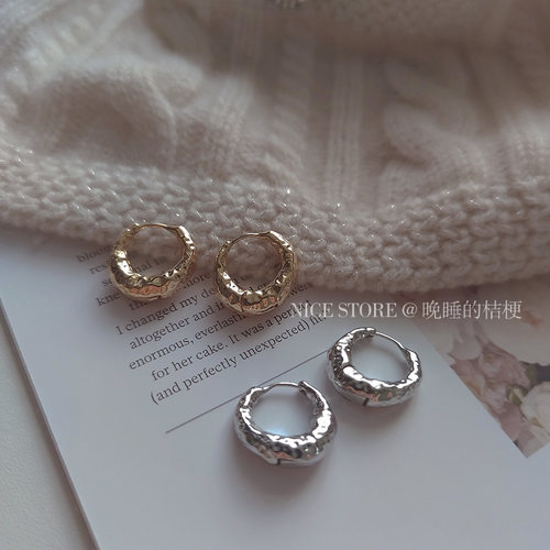 晚睡的桔梗｜不规则百搭金属耳扣