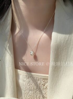 晚睡的桔梗I豌豆珍珠银色项链