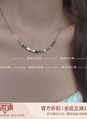 晚睡的桔梗｜好搭！ ins风小方块钛钢项链 百搭简约锁骨链
