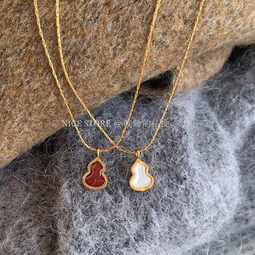 晚睡的桔梗I钛钢葫芦项链