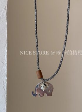 晚睡的桔梗「傣茵」新中式复古百搭大象星星毛衣链小众长T恤项链