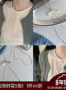 晚睡的桔梗「小飞蝶」少女蝴蝶结抽绳T恤项链气质毛衣链显白挂链