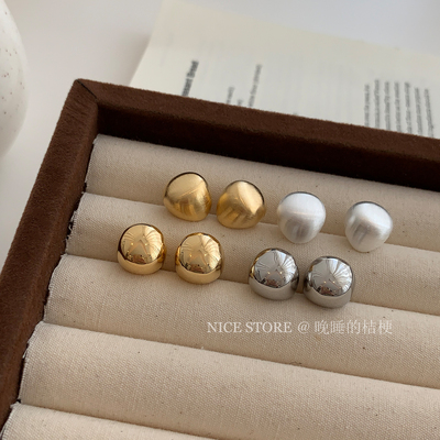 晚睡的桔梗I时尚通勤球面耳环