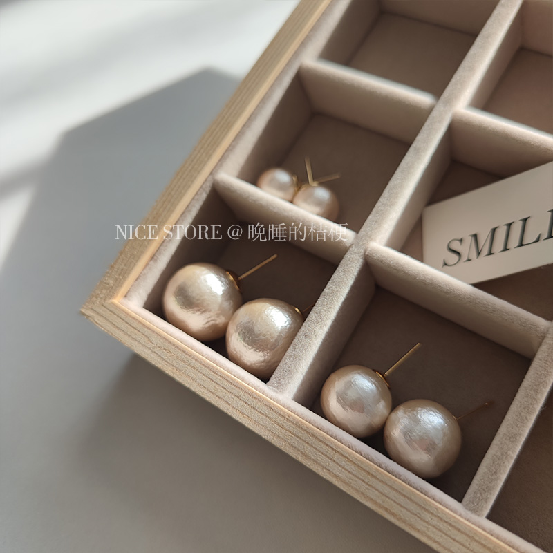 晚睡的桔梗｜法式棉花珍珠耳钉