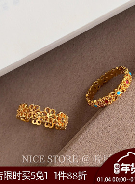 晚睡的桔梗I花朵花丝戒指