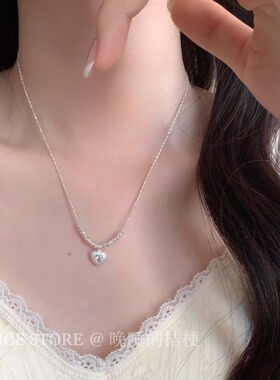 晚睡的桔梗「心缨」轻奢精致爱心项链女小众冷淡风蝴蝶结锁骨链