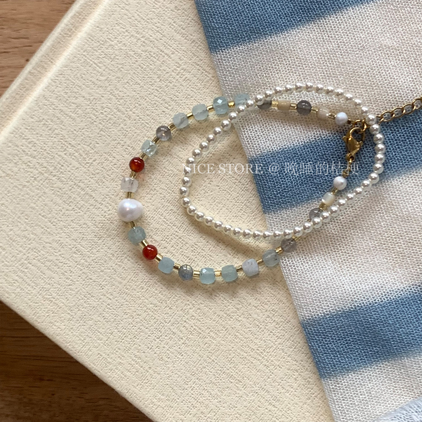 晚睡的桔梗I红玛瑙珍珠手链