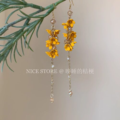 晚睡的桔梗I桂花流苏耳环