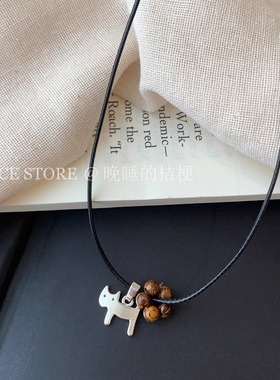 晚睡的桔梗「卷汪」韩系ins甜美少女心小狗花朵项链小众锁骨链