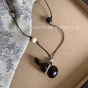 晚睡的桔梗「落渔火」新中式葫芦项链国风吊坠文艺复古简约毛衣链