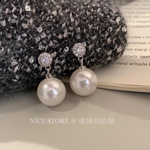 晚睡 珍珠耳环施家正圆高级耳饰 桔梗「圆舞曲」许我耀眼露丝同款