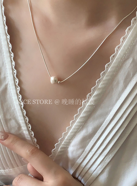 晚睡的桔梗I极简珍珠蛇骨链