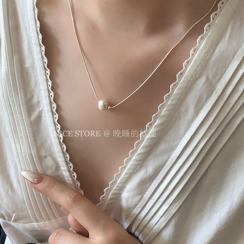 晚睡的桔梗I极简珍珠蛇骨链